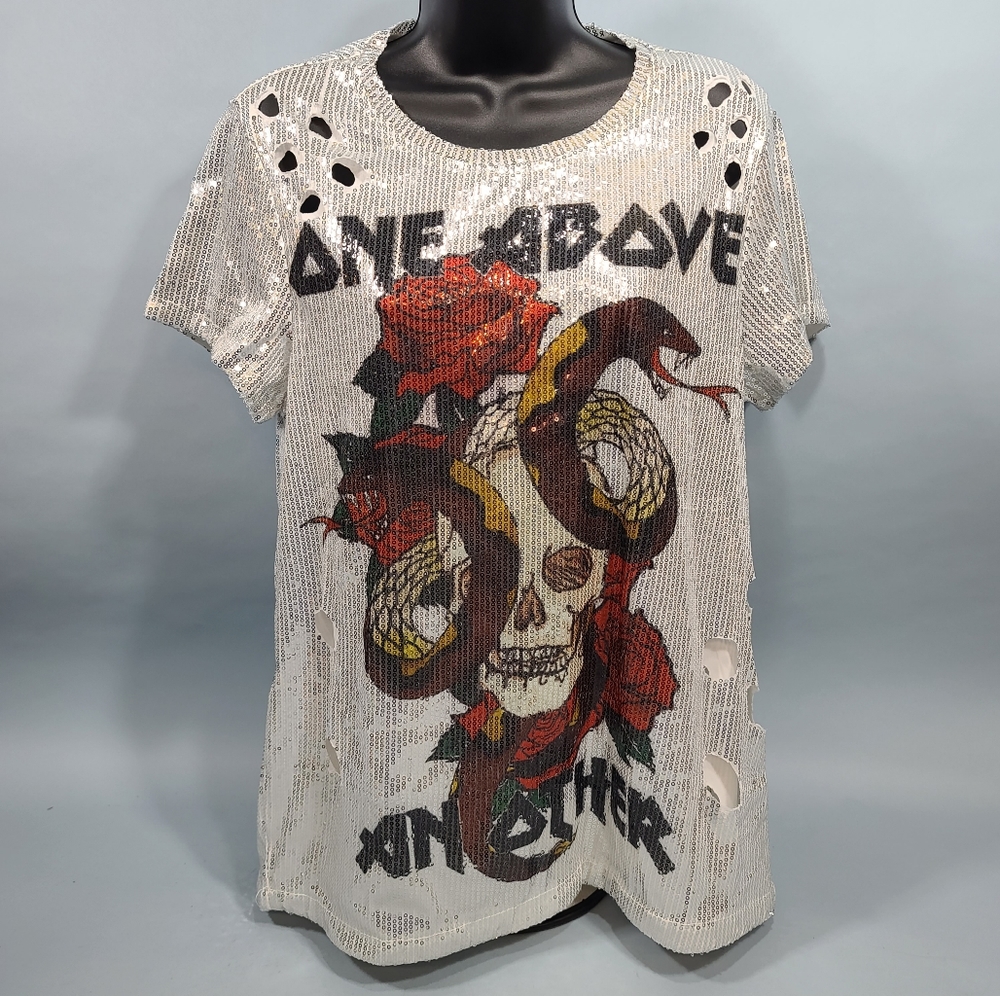 One Above Another Sequined Festival Ware Top Women's Size XS Rave Party